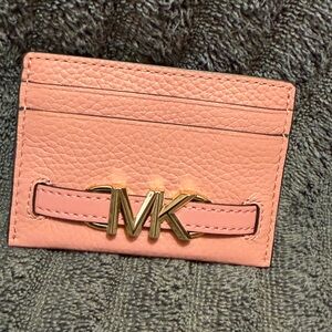 Michael Kors Blush Pink Card Holder with Gold Logo